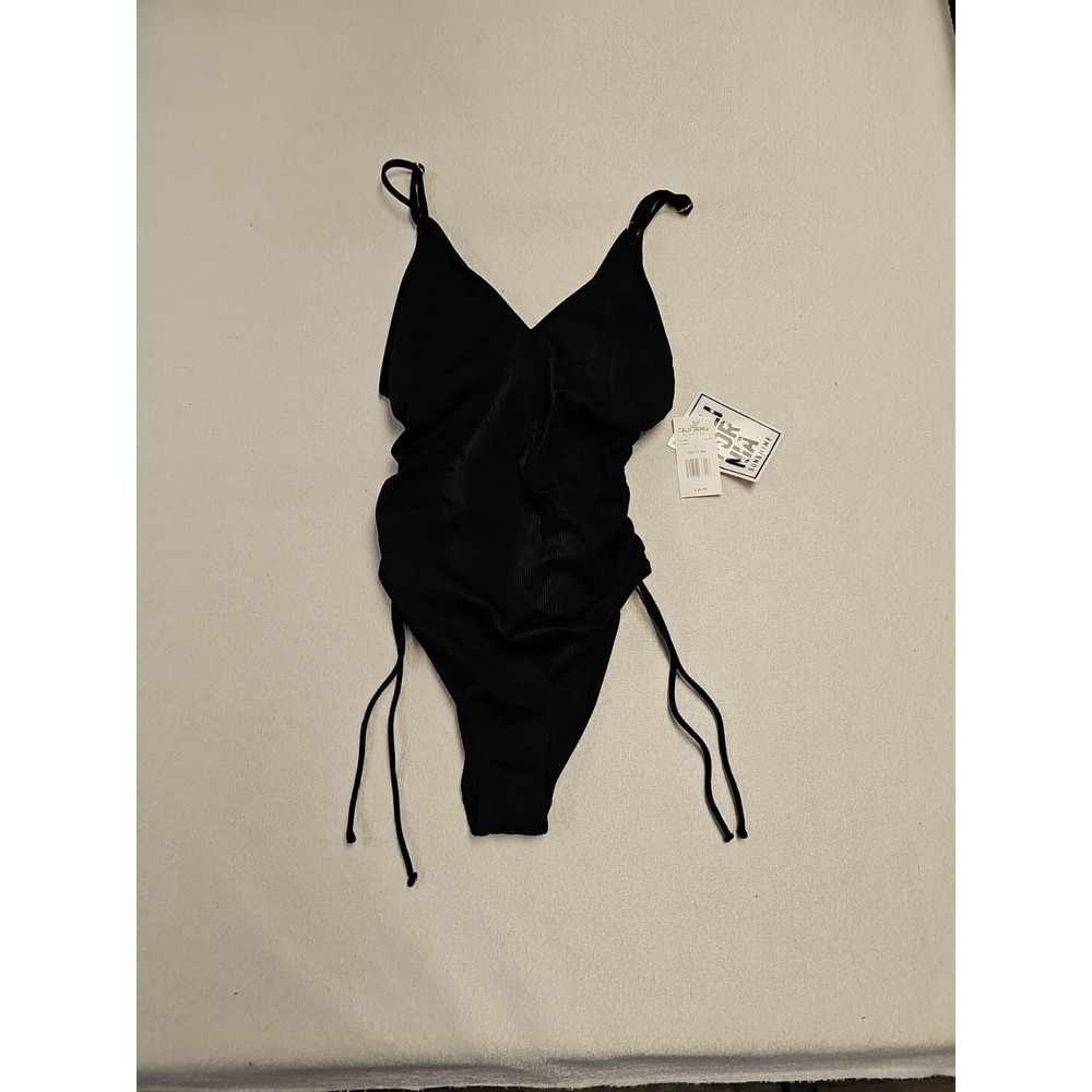 California Sunshine Women's Size Large Black  One Piece Bathing Suit NEW